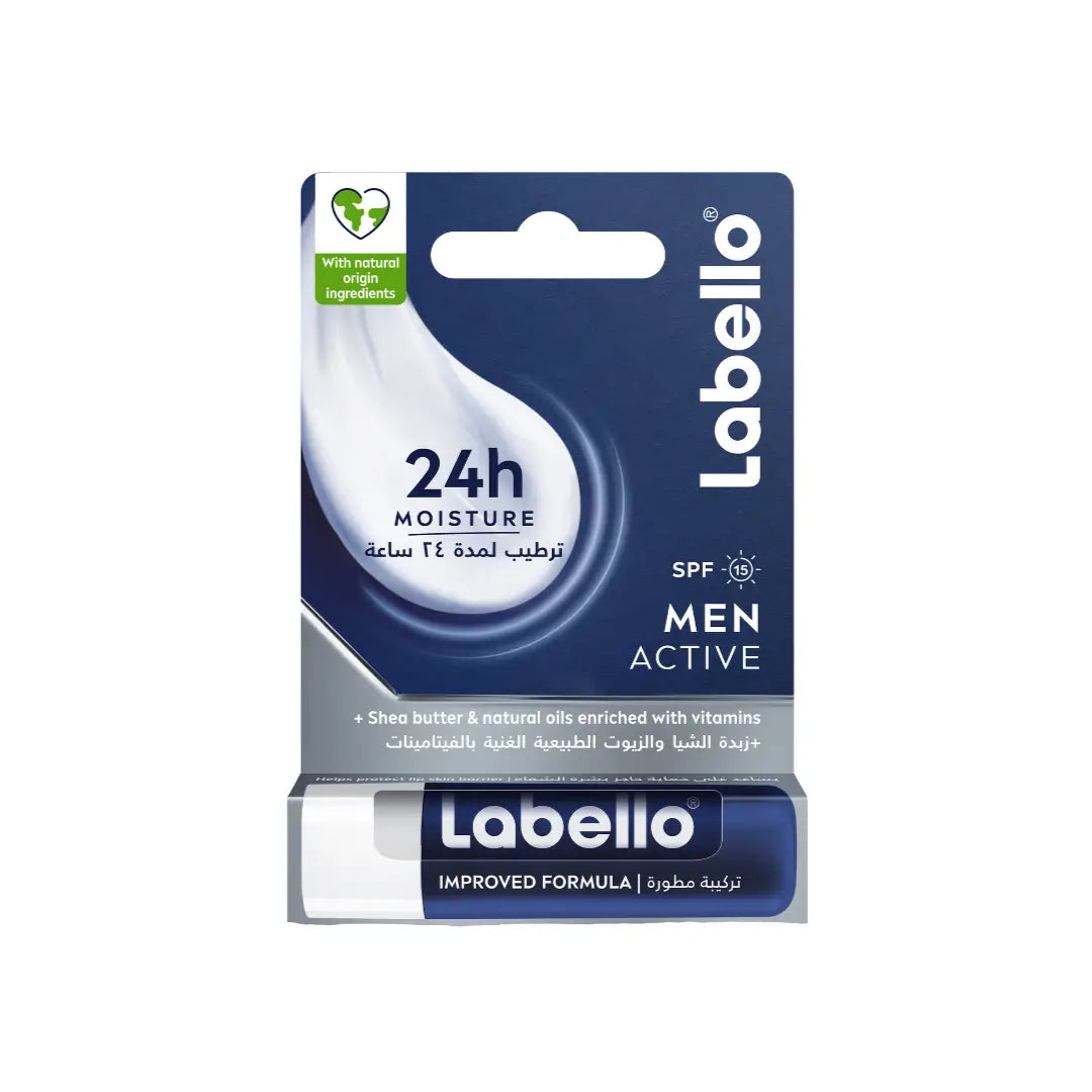 Labello 24H Moisture Men Active SPF15 Lip Balm 4.8g – Hydrating Lip Care for Men