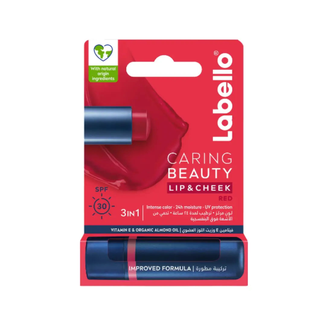 Labello Caring Beauty Lip & Cheek SPF30 Red 4.8g – Hydrating Lip Balm & Cheek Tint