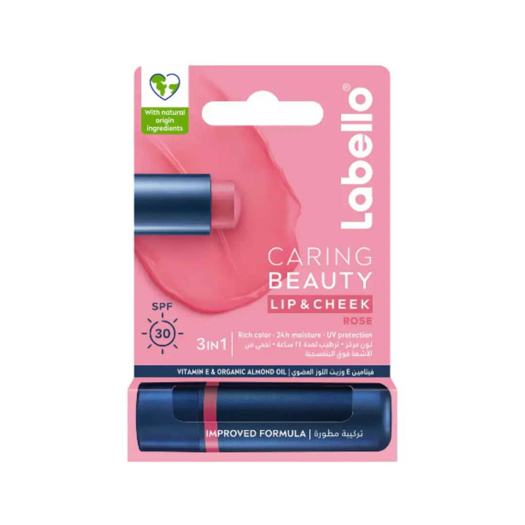 Labello Caring Beauty Lip & Cheek SPF30 Rose 4.8g – Hydrating Lip Balm & Cheek Tint