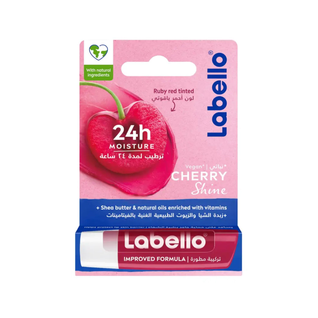 Labello Cherry Shine Lip Balm 4.8g – Moisturizing Lip Balm with Cherry Flavor