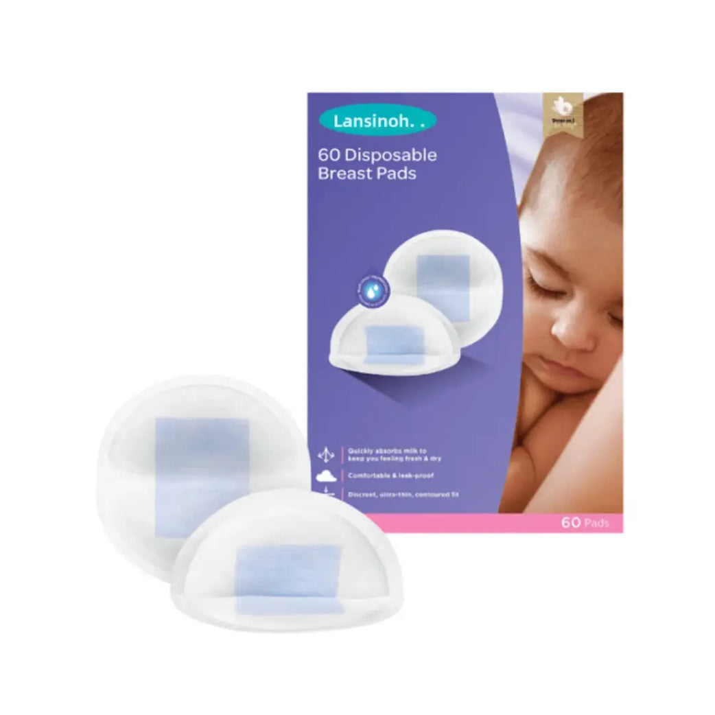 Lansinoh Disposable Breast Pads 60 Pack – Ultra Absorbent Nursing Pads for Breastfeeding Leak Protection & Comfort