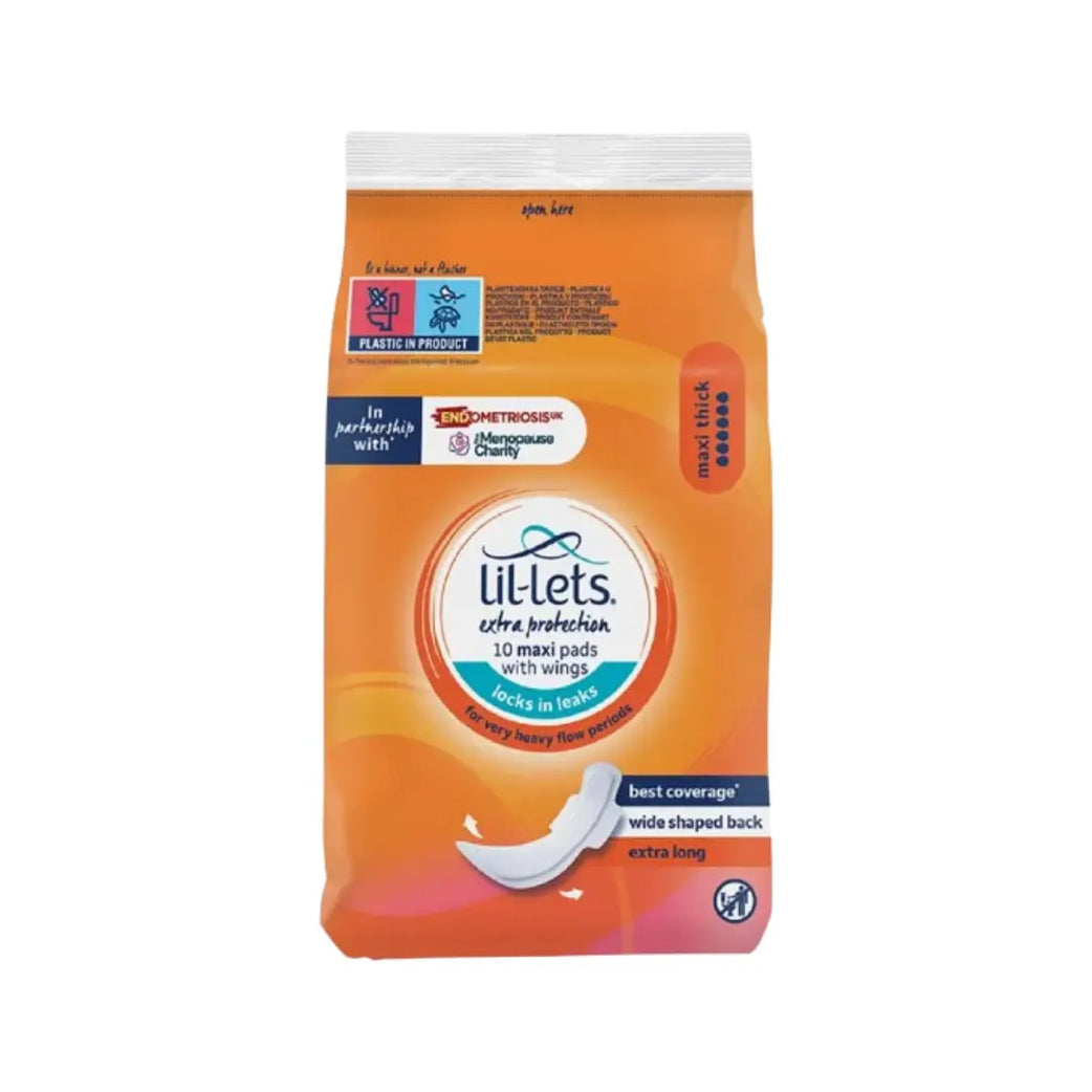 Lil-Lets Extra Protection Maxi Thick Pads with Wings 10s | Heavy Flow Sanitary Pads for Secure Comfort