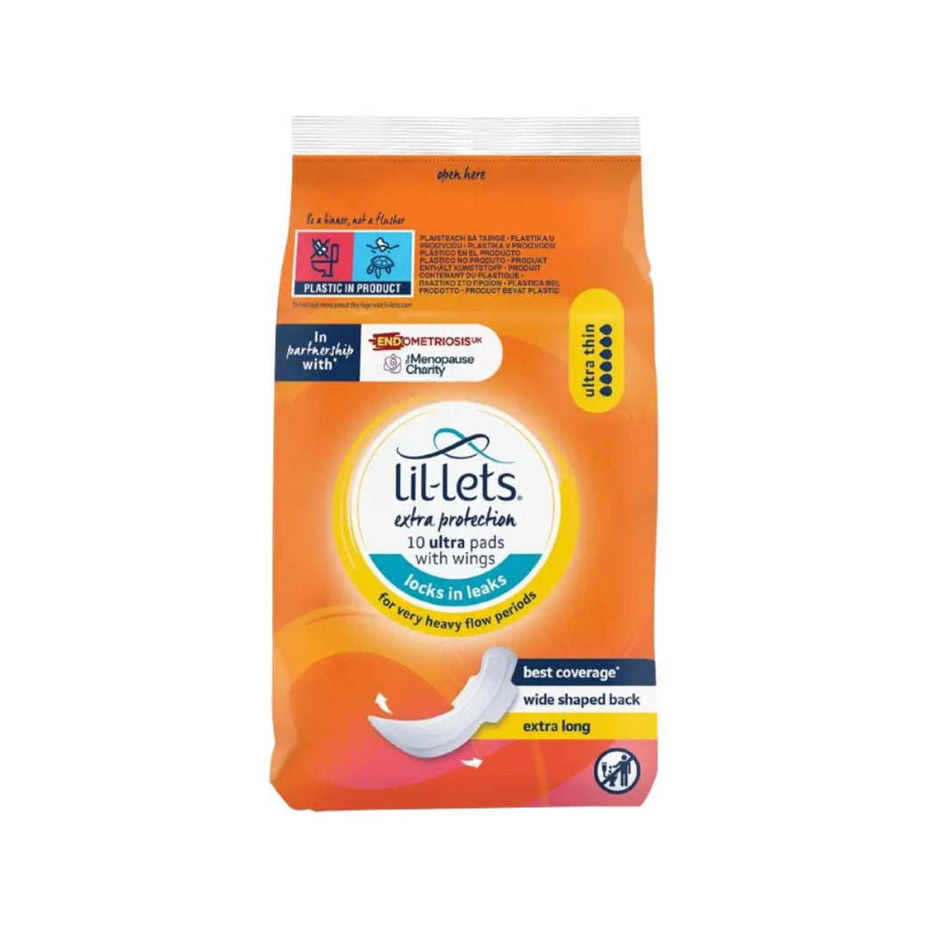 Lil-Lets Extra Protection Ultra Pads with Wings 10s | Ultra Thin Heavy Flow Sanitary Pads for Secure Comfort