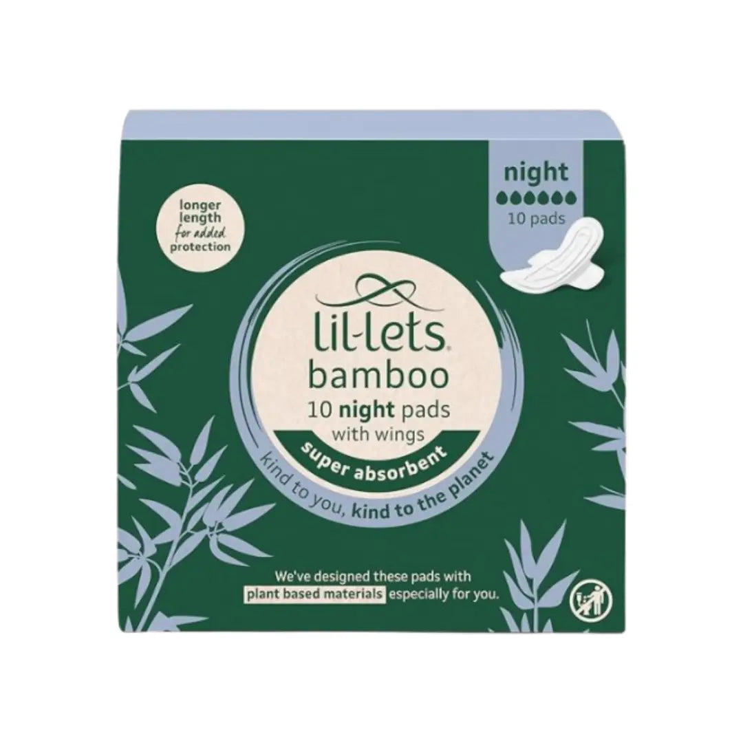 Lil-Lets Bamboo Night Pads 10s | Ultra Thin Night Sanitary Pads for Heavy Flow Protection