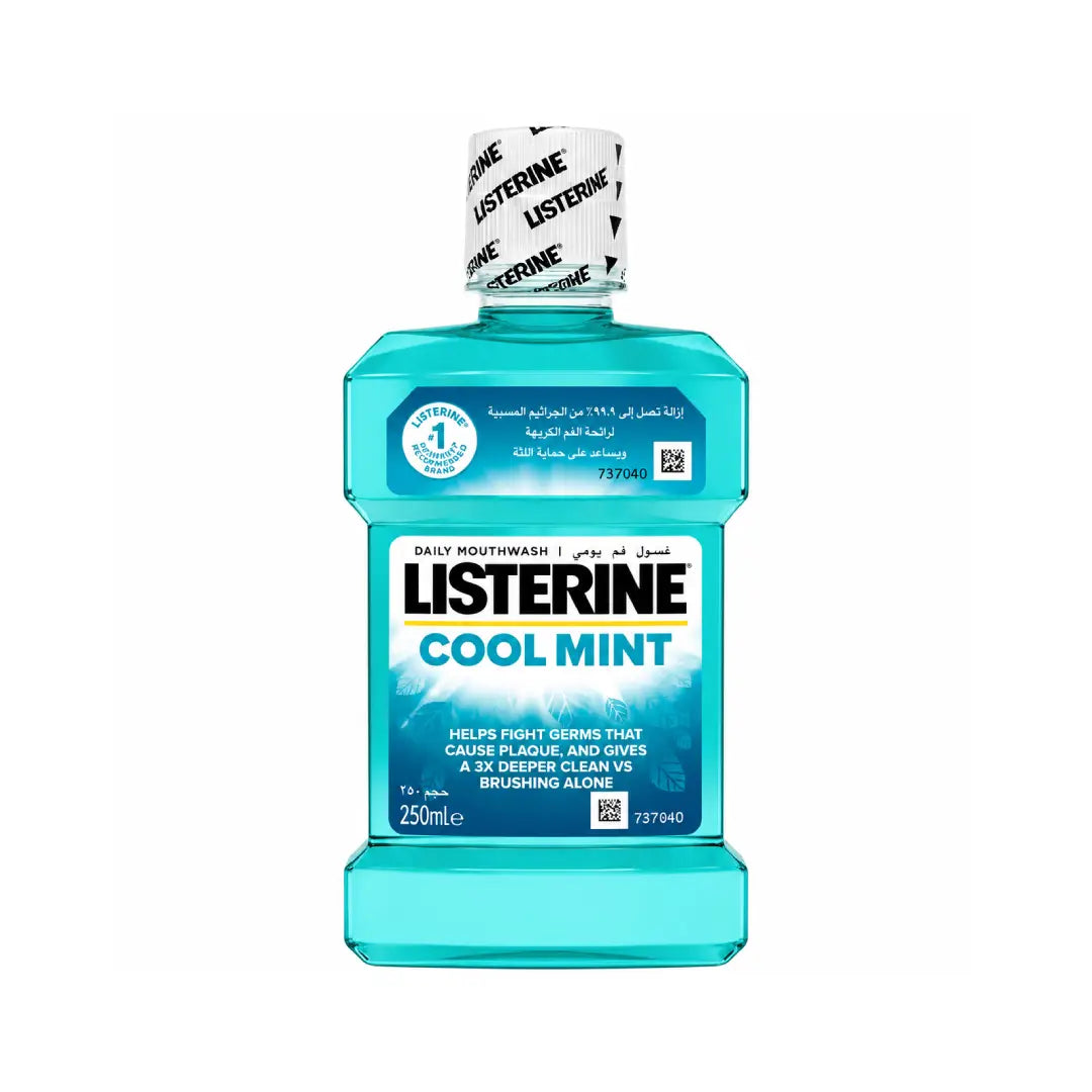 Listerine Cool Mint Daily Mouthwash 250ml – Antiseptic Mouth Rinse for Fresh Breath & Oral Hygiene