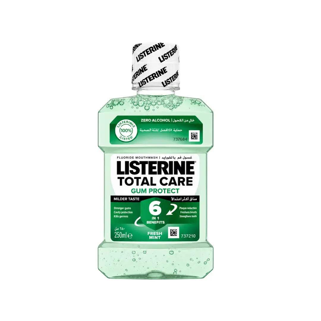 Listerine Gum Protect Fresh Mint Fluoride Mouthwash 250ml – Daily Mouthwash for Gum Care, Fresh Breath & Cavity Protection