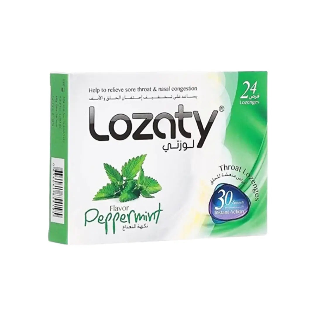 Lozaty Peppermint Throat Lozenges 24s | Cooling Peppermint Lozenges for Throat Comfort