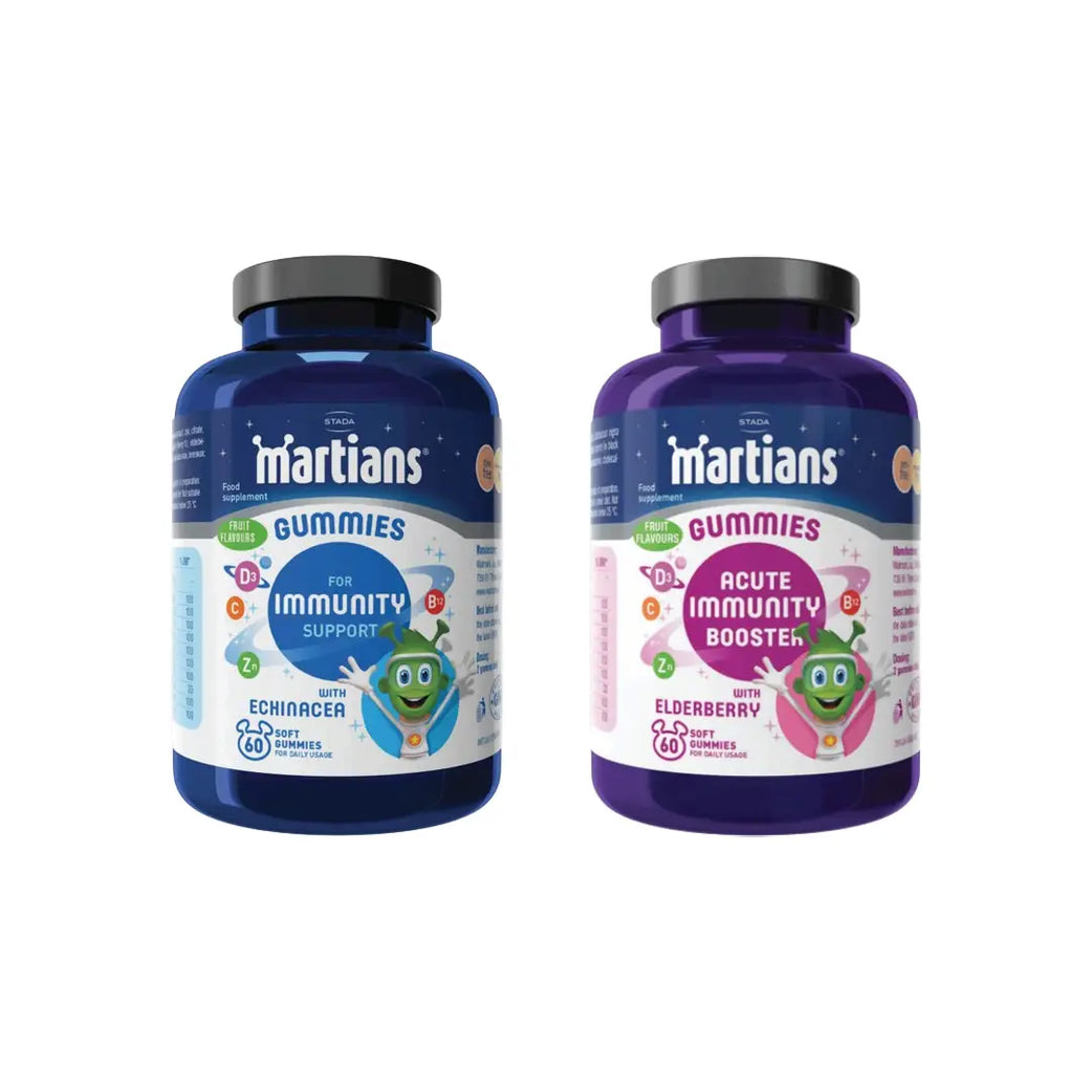 Martians Gummies Immunity Support with Echinacea 60s + Acute Immunity Booster with Elderberry Gummies 60s
