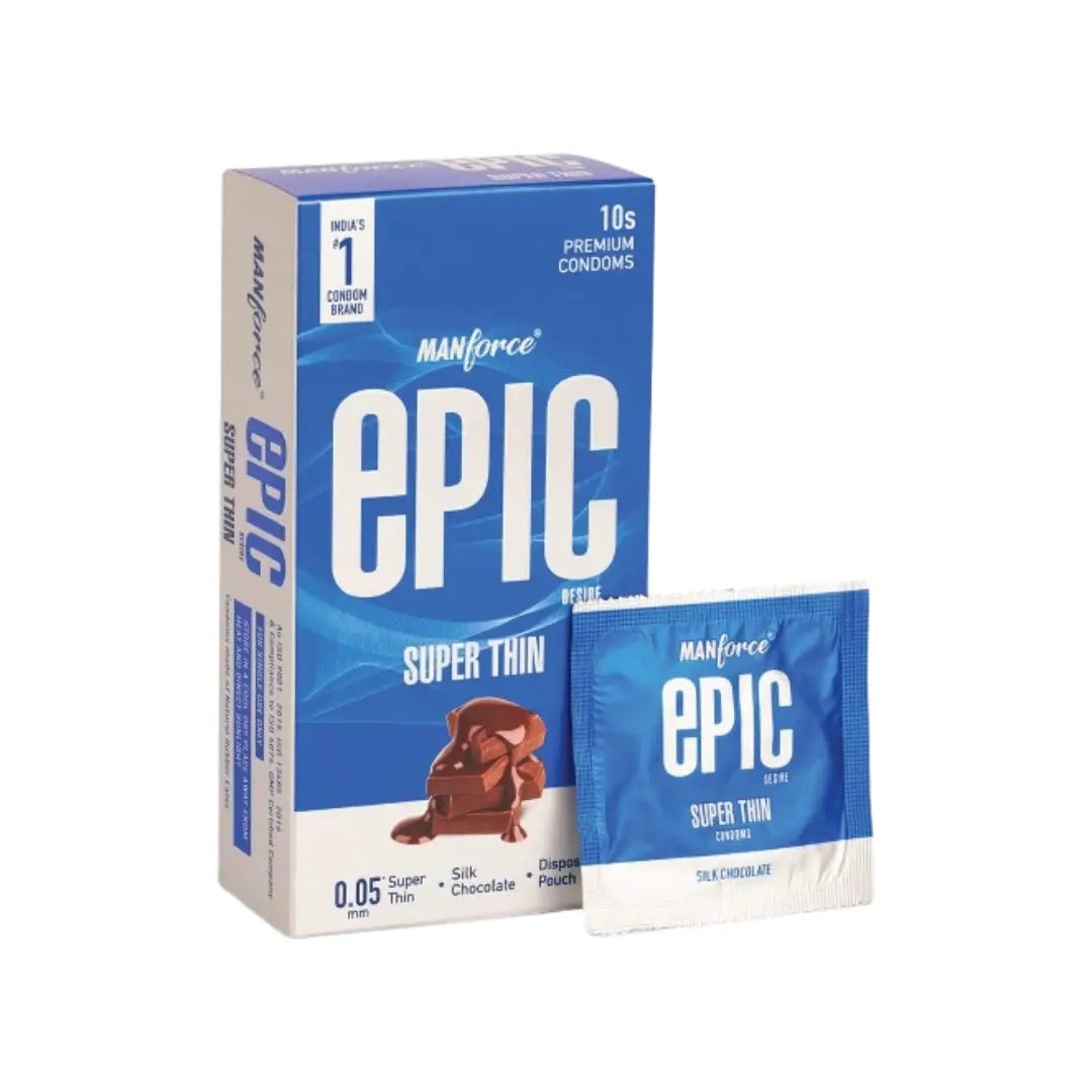 Manforce Epic Silk Choc Condoms 10 Pack – Chocolate Flavoured Natural Latex Condoms for Comfortable Fit & Reliable Protection