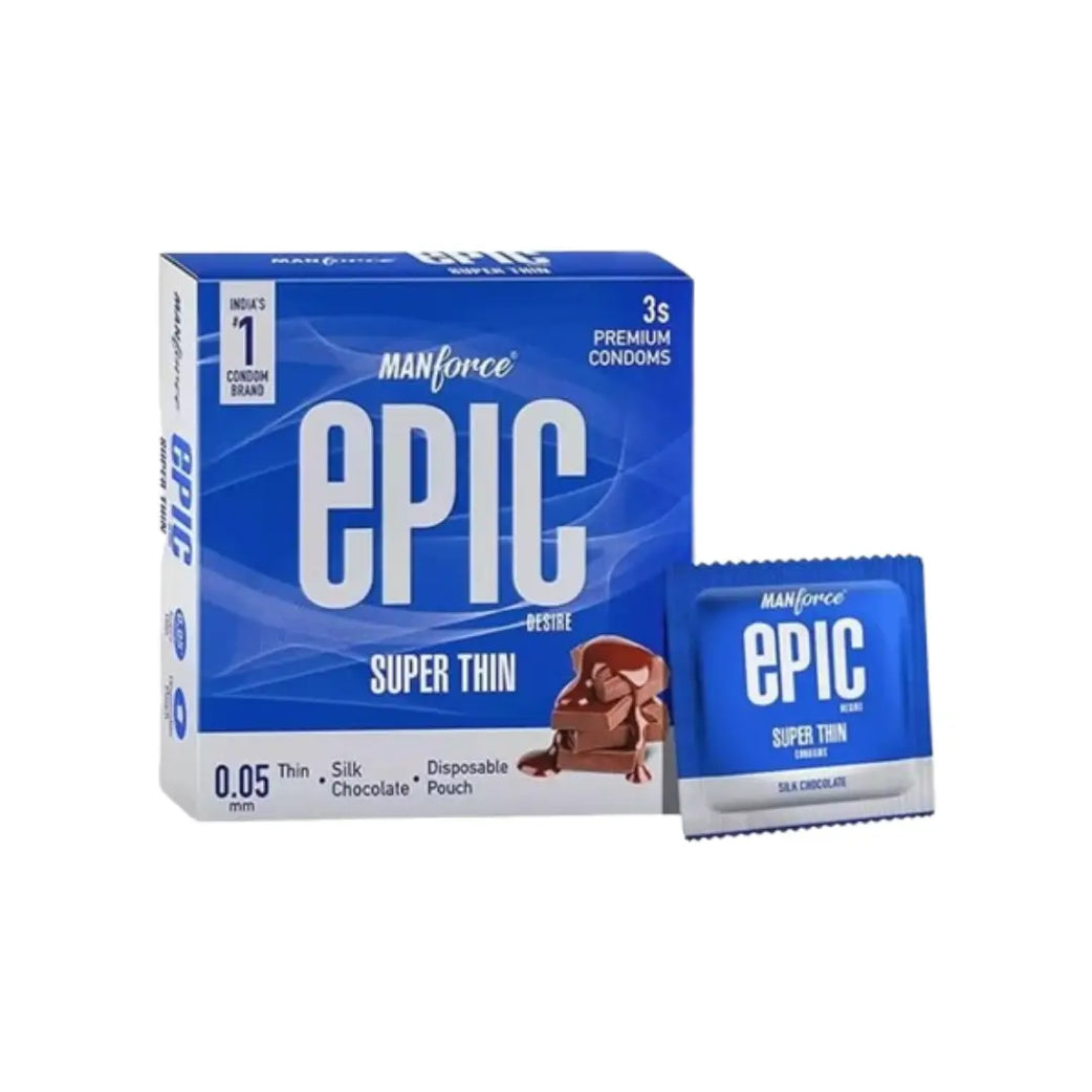 Manforce Epic Silk Choc Condoms 3 Pack – Chocolate Flavoured Natural Latex Condoms for Comfortable Fit & Reliable Protection