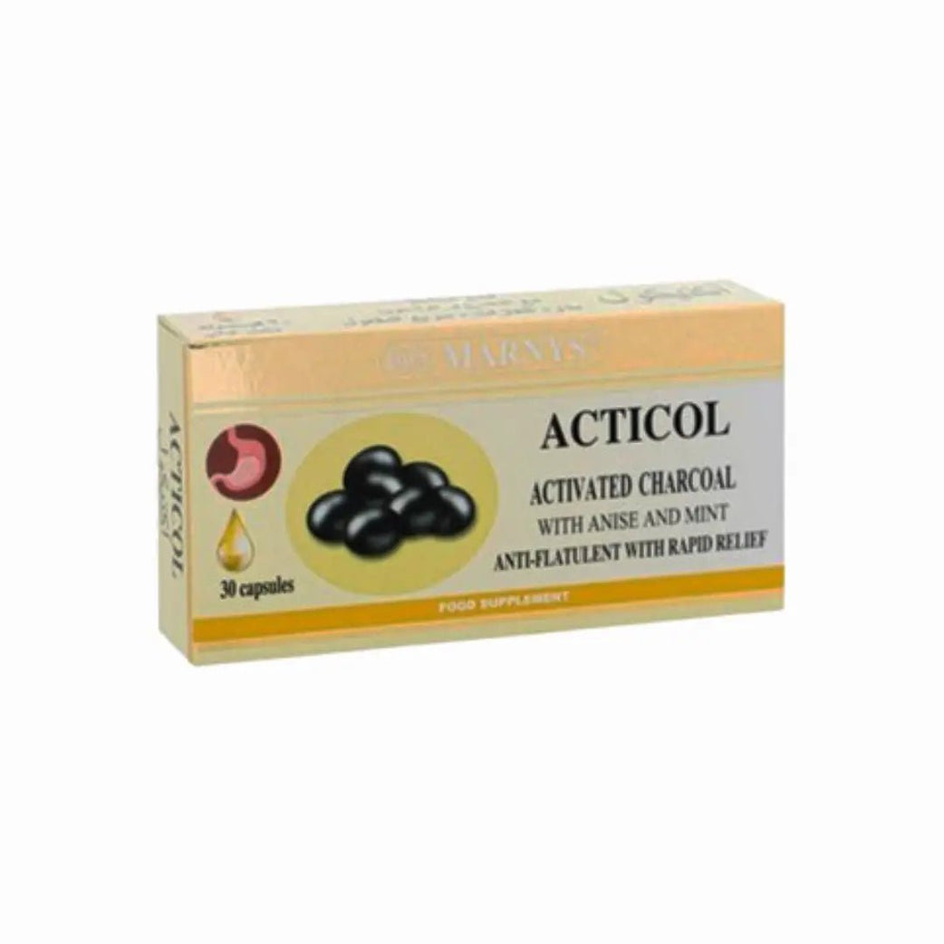 Marnys Acticol Capsules 30s digestive support with mint anise and activated charcoal