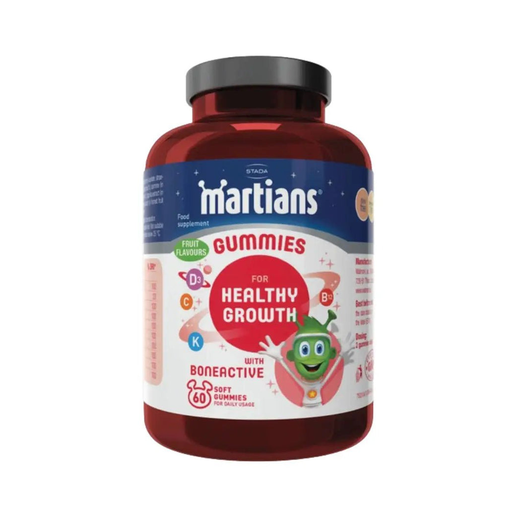 Martians Gummies Healthy Growth with Boneactive 60s bottle – kids growth and wellness vitamin gummies with calcium and vitamin D
