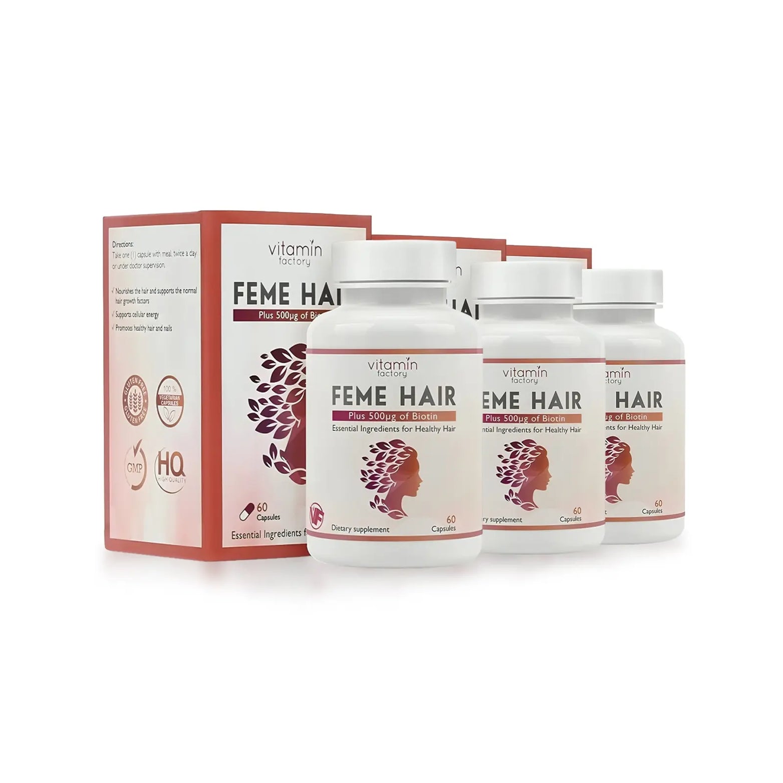 Feme Hair Capsules Pack of 3 (60 Capsules Each) – Three Months Supply