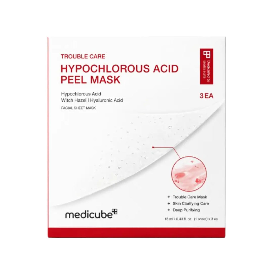 Medicube Trouble Care Hypochlorous Acid Peel Mask 3 Sheets – Soothing Face Mask for Acne-Prone & Sensitive Skin