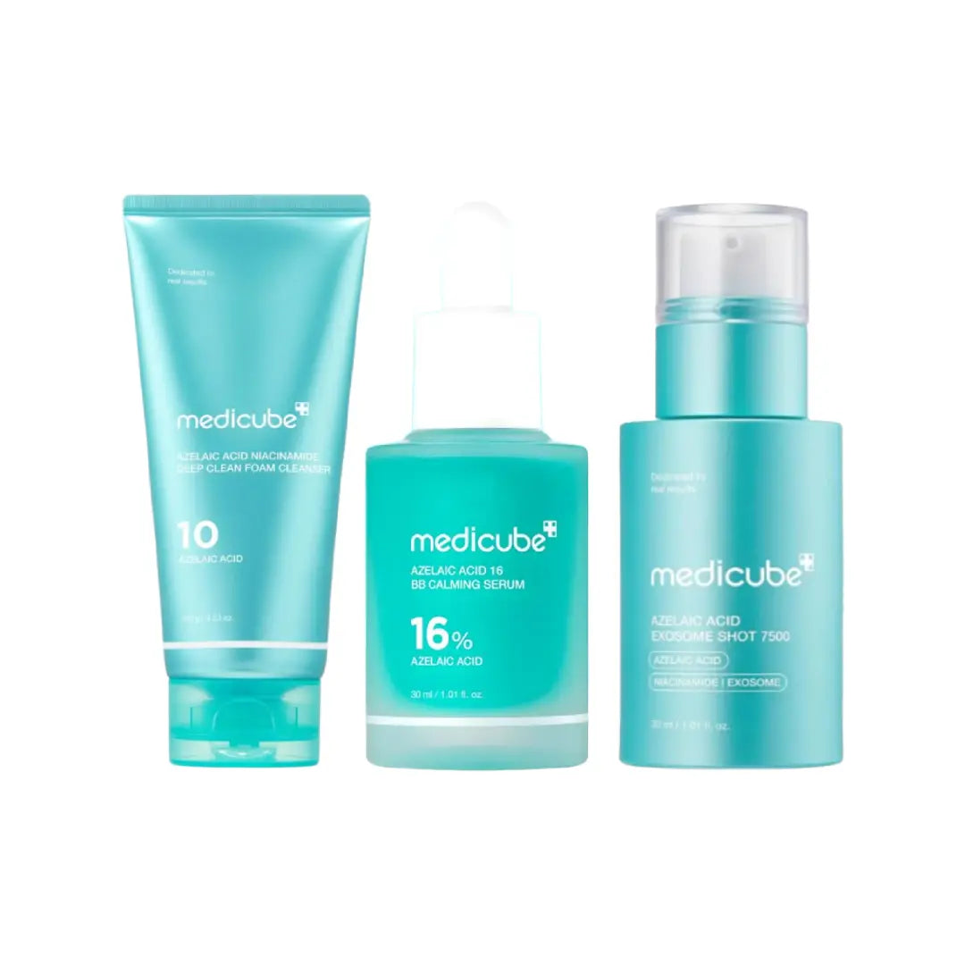 Medicube Azelaic Acid Skincare Set | 16% Calming Serum, Exosome Shot 7500 & Niacinamide Foam Cleanser