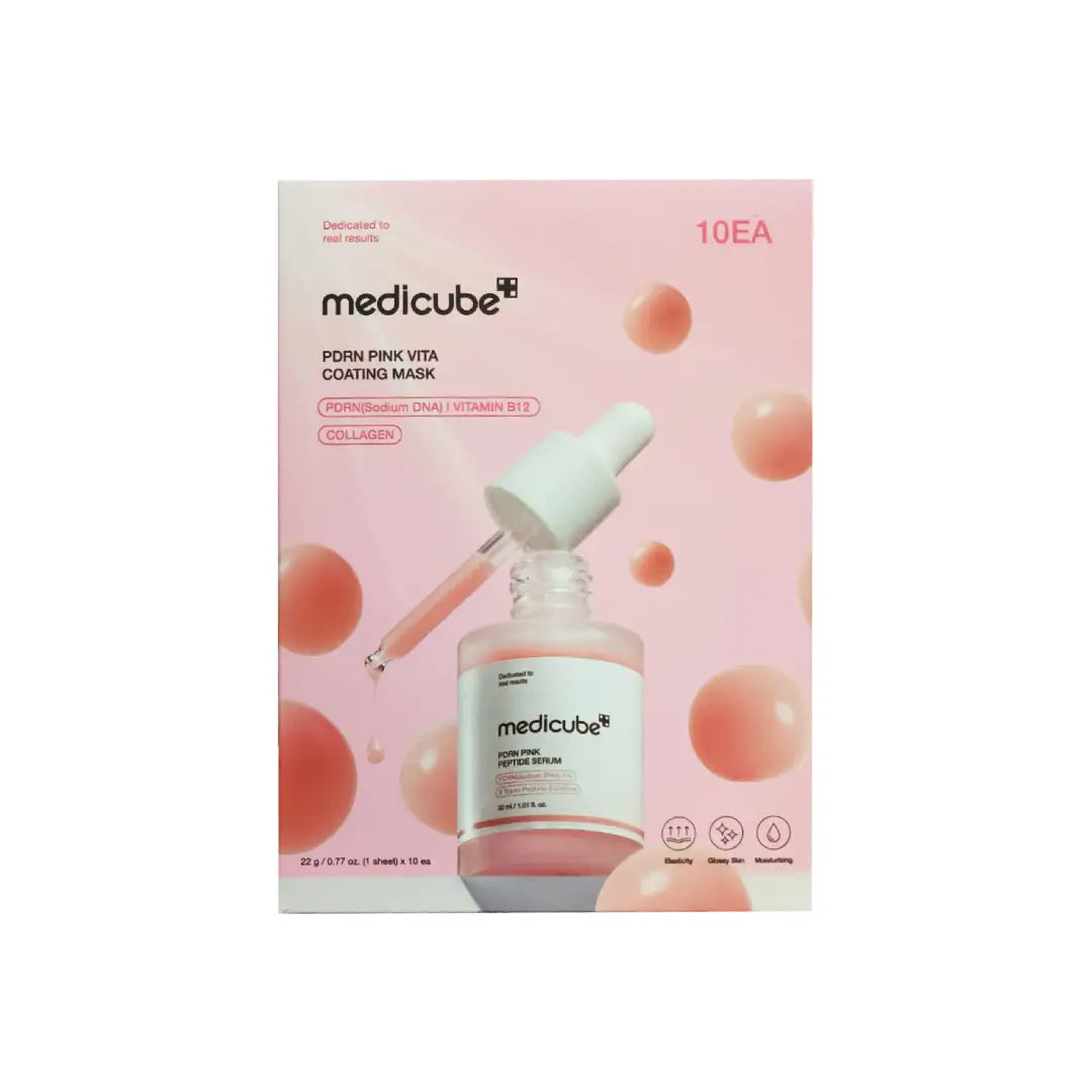 Medicube PDRN Pink Vita Coating Mask 10 sheets packaging front view