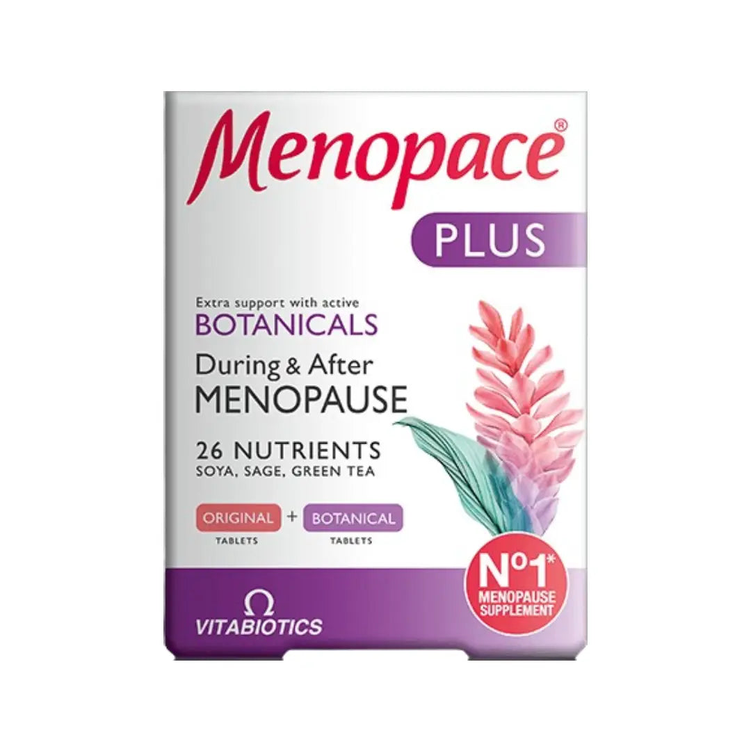 Menopace Plus Original + Botanical Dual Pack 56s multivitamin and herbal supplement for women’s menopause support, energy, and wellbeing