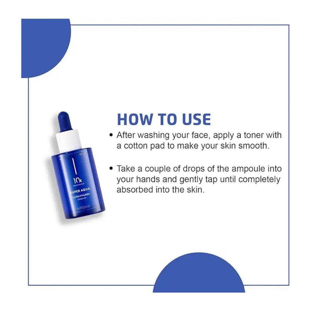 Missha Super Aqua Ultra Hyaluronic Acid Ampoule 47ml – Deep Hydration Face Serum