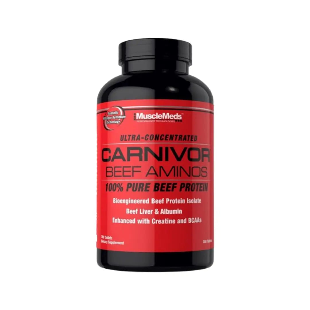 MuscleMeds CARNIVOR 100% Beef Aminos Tablets 300 count ultra-concentrated beef protein amino acids supplement