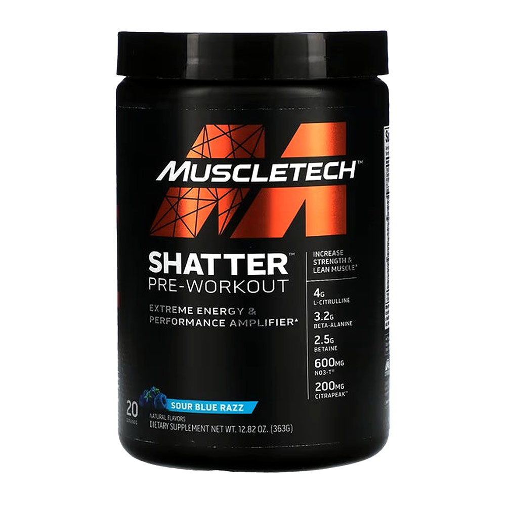 MuscleTech Shatter Pre Workout 363g Sour Blue Razz Serv 20 Med7 Online