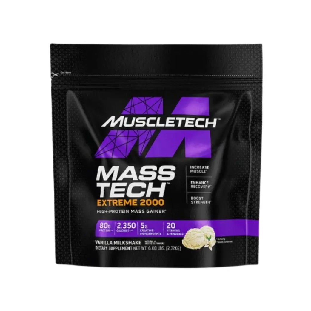 MuscleTech MassTech Extreme 2000 6lb Vanilla Milkshake for mass gain and muscle growth
