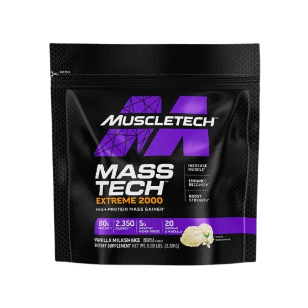 MuscleTech MassTech Extreme 2000 6lb Vanilla Milkshake for mass gain and muscle growth