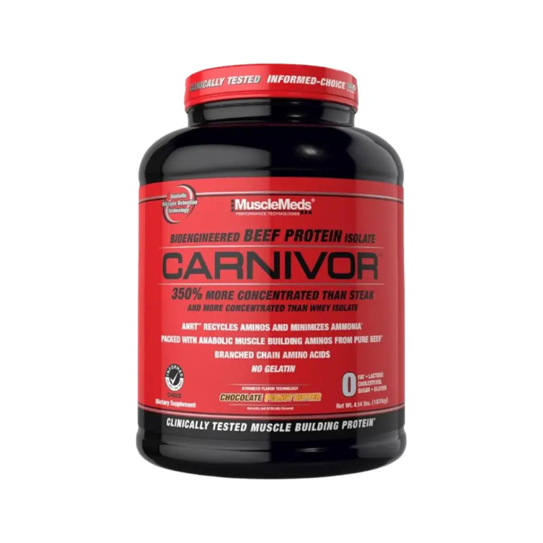 Muscle Meds Carnivor Protein Chocolate Peanut Butter 4.14lb  high-protein beef isolate powder for muscle growth, strength, and recovery
