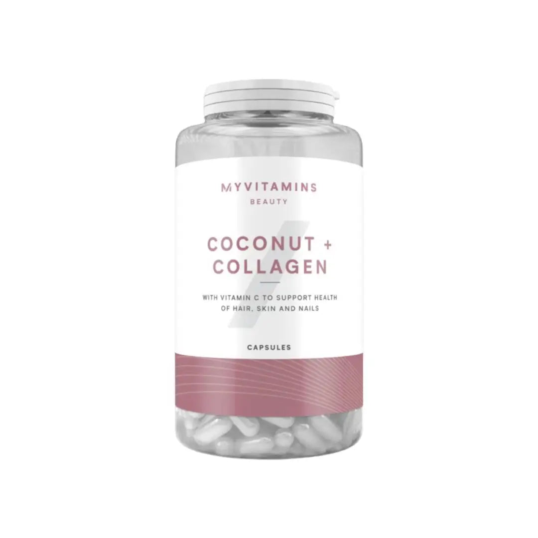 Myvitamins Coconut and Collagen Capsules 180 count bottle front view