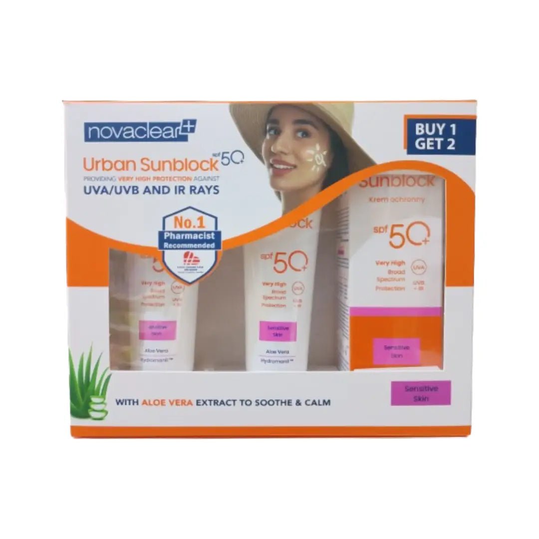 NOVACLEAR URBAN SUNBLOCK SENSITIVE SKIN SPF50+ 40ML 1+2 OFFER