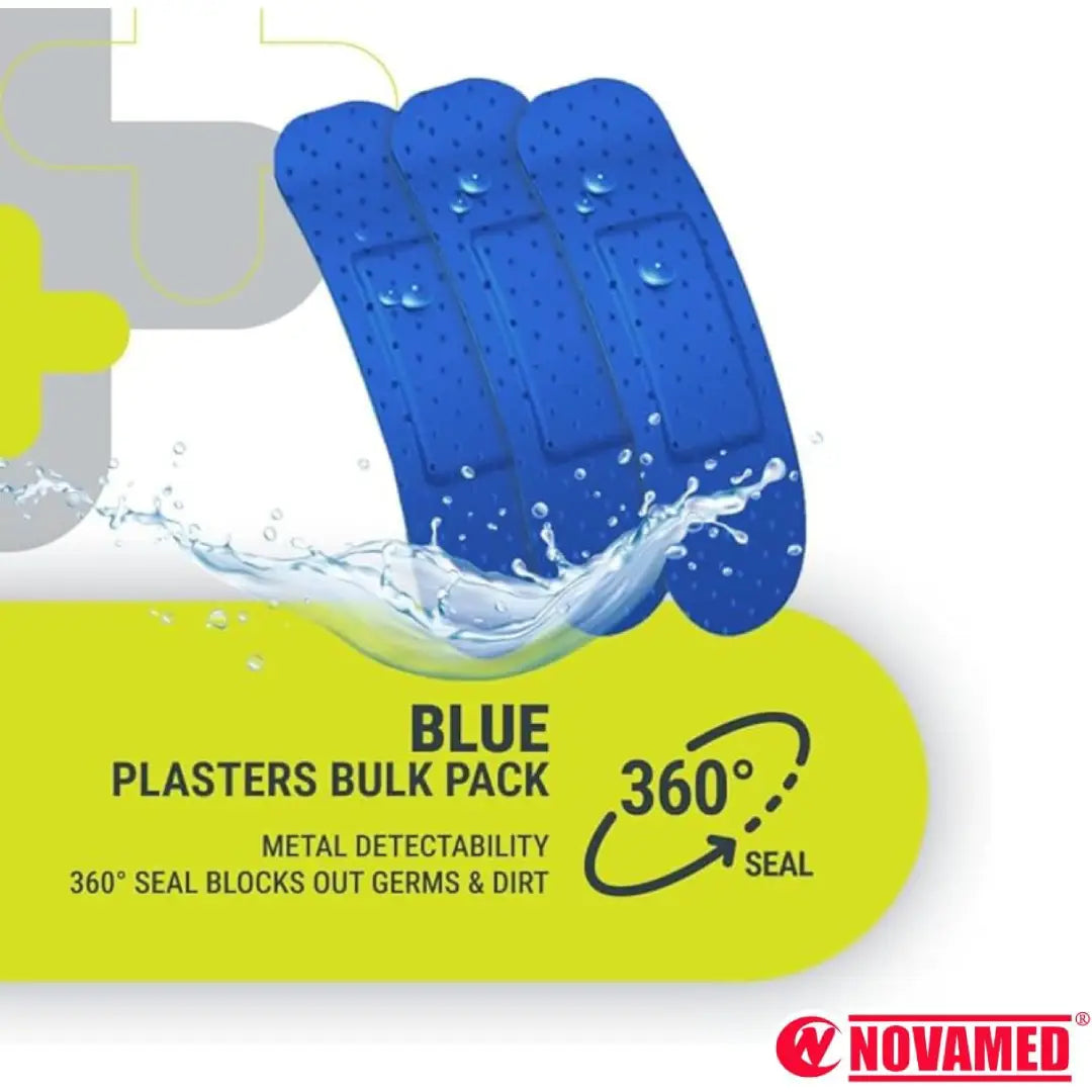 NovaMed Blue Metal Detectable Plasters 3/4 x 3 Inch, 30 Pack