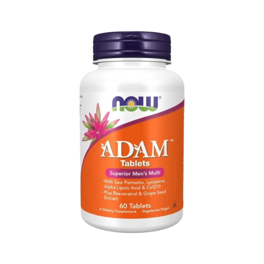 NOW Adam Men’s Multiple Vitamin 60 Tablets for daily energy and men’s health support