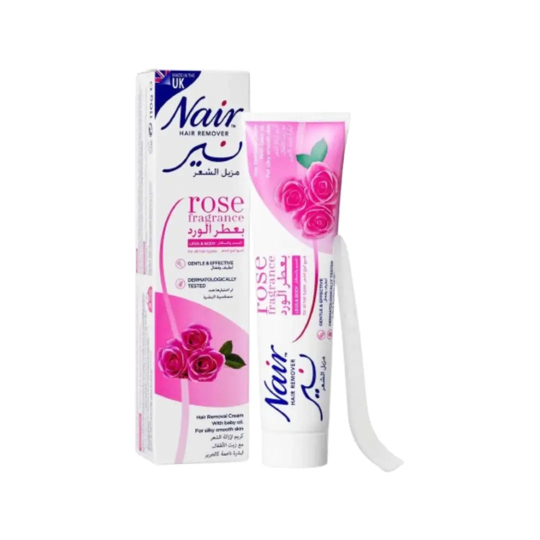 Nair Hair Removal Cream Rose Fragrance 110g | Gentle Depilatory Cream for Smooth Skin | Moisturizing Hair Remover