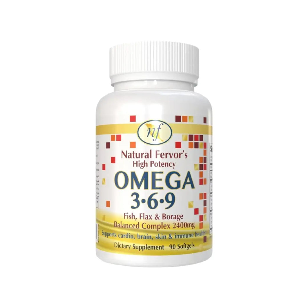 Natural Fervor Omega 3-6-9 2400mg Softgels 90s – Fish Oil, Flaxseed & Borage Oil Daily Supplement