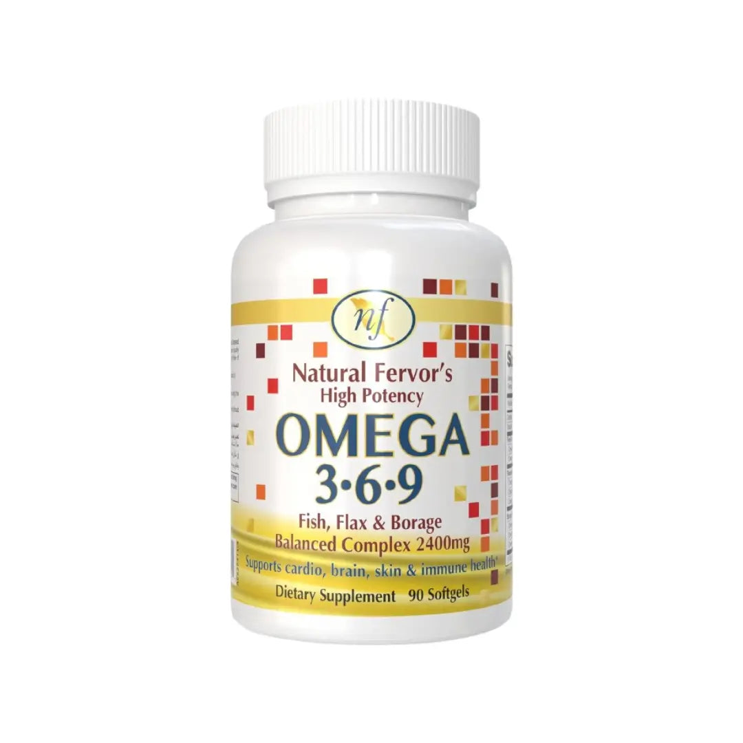 Natural Fervor Omega 3-6-9 2400mg Softgels 90s – Fish Oil, Flaxseed & Borage Oil Daily Supplement