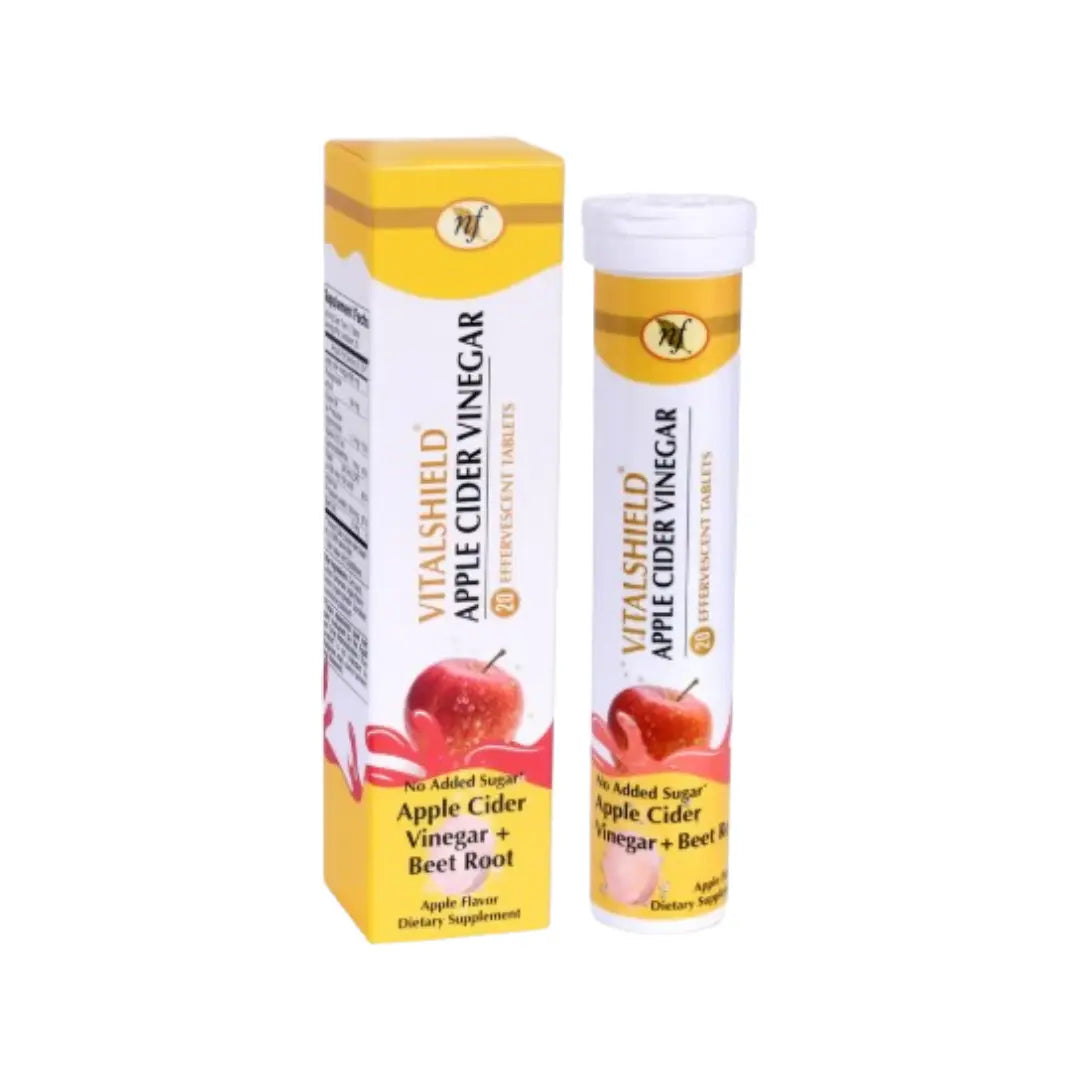 Natural Fervor VitalShield Apple Cider Vinegar Effervescent Tablets 20s – Refreshing Daily Wellness Drink Supplement