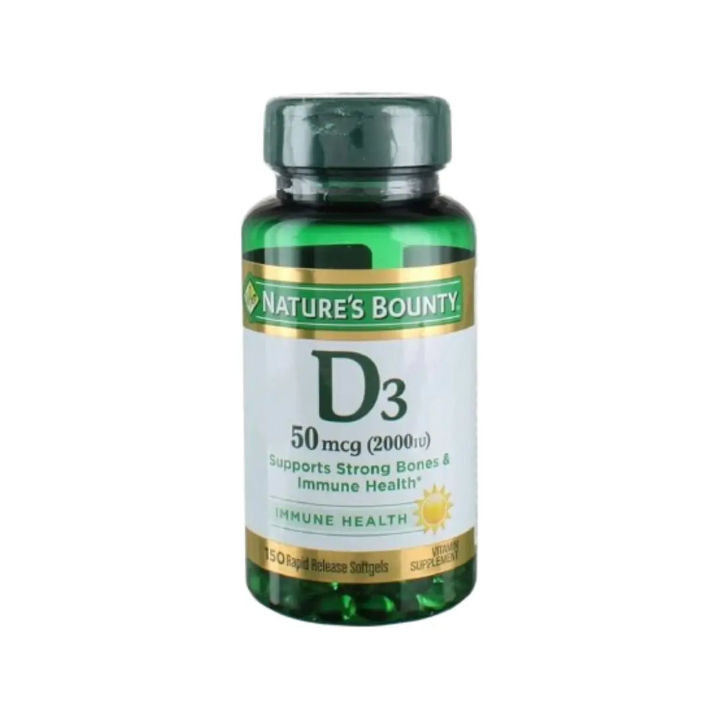 Nature’s Bounty Vitamin D3 50mcg (2000 IU) Softgels 150 Count – Daily Vitamin D Supplement for Nutritional Support