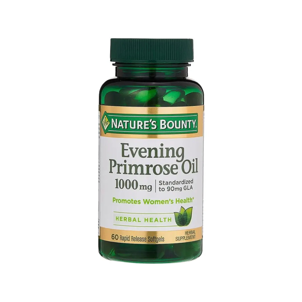 Nature’s Bounty Evening Primrose Oil 1000mg Softgels 60 Count – Herbal Supplement for Daily Wellness & Nutritional Support