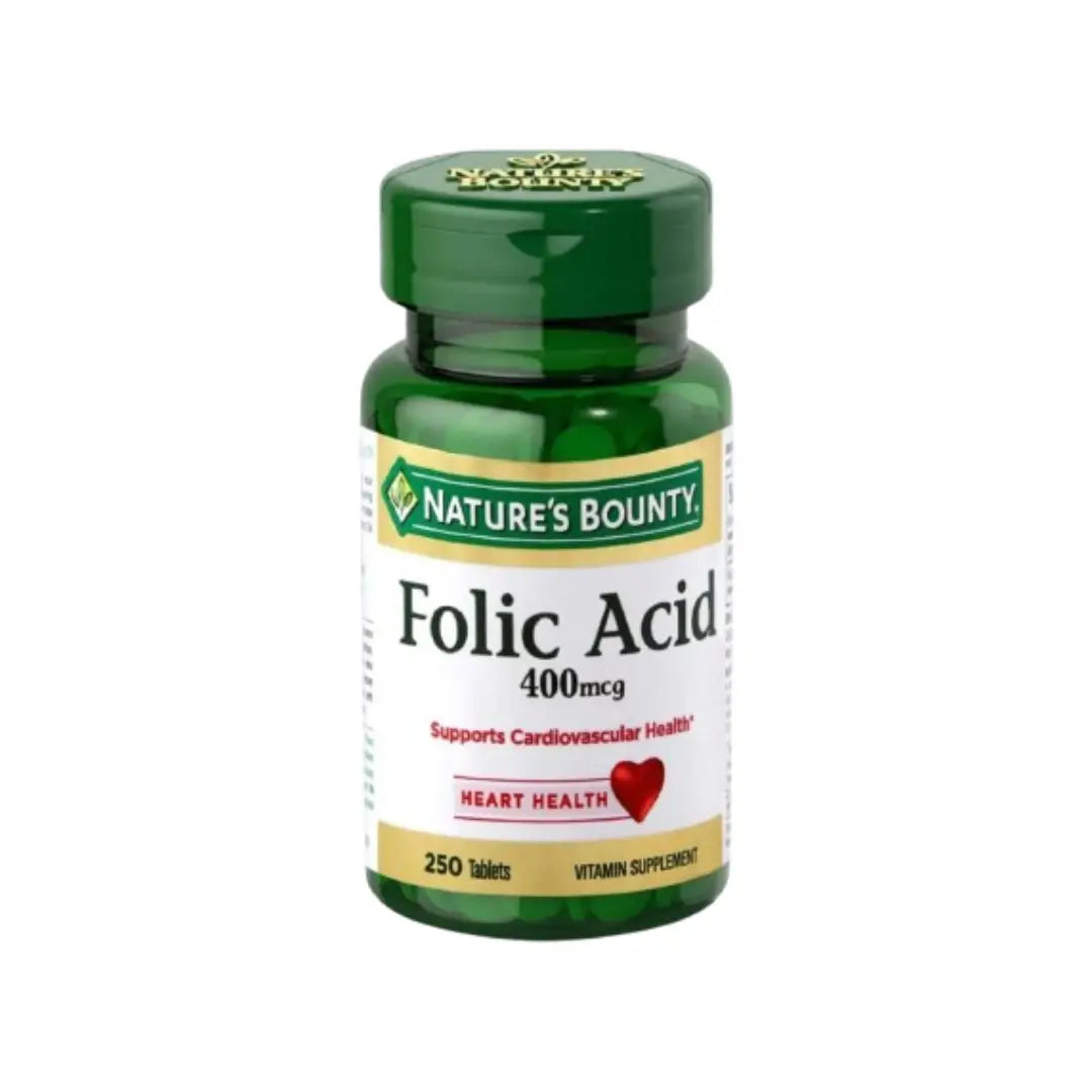Nature’s Bounty Folic Acid 400mcg Tablets 250 Count – Vitamin B9 Supplement for Daily Nutritional Support