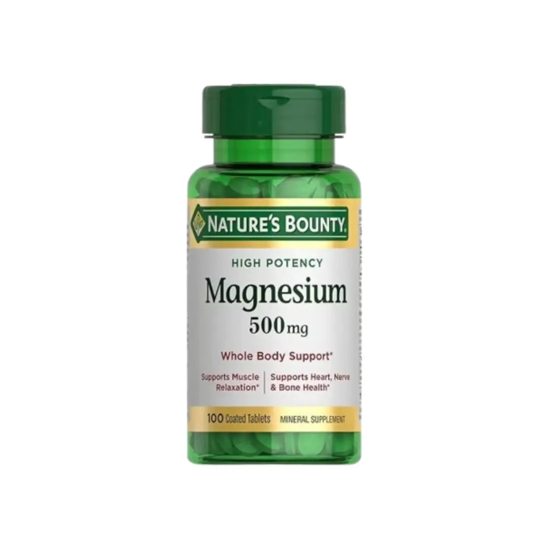 Nature's Bounty High Potency Magnesium 500mg Coated Tablets 100 Count – Magnesium Supplement
