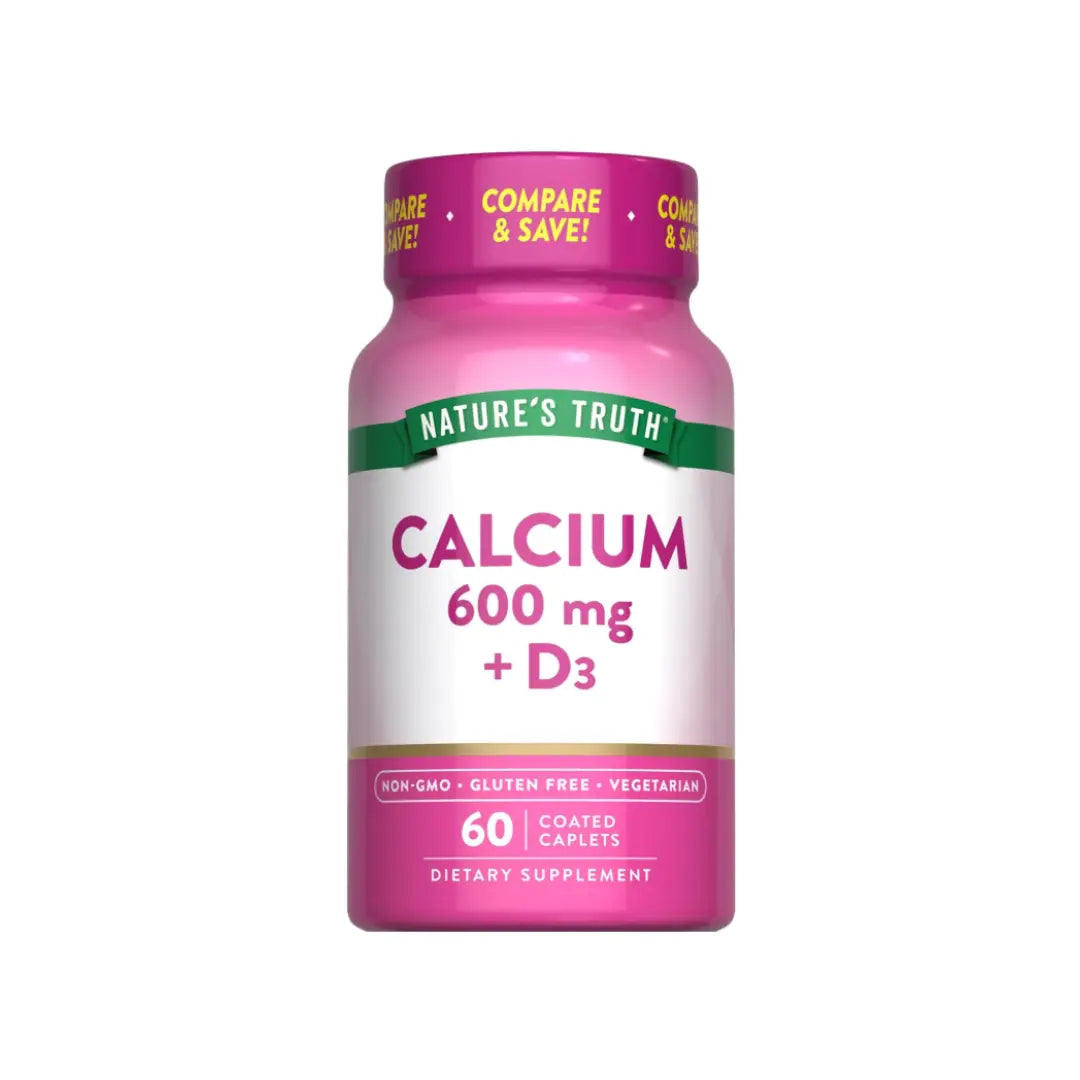 Nature's Truth Calcium 600mg + Vitamin D3 Caplets 60s | Bone Health Support Supplement