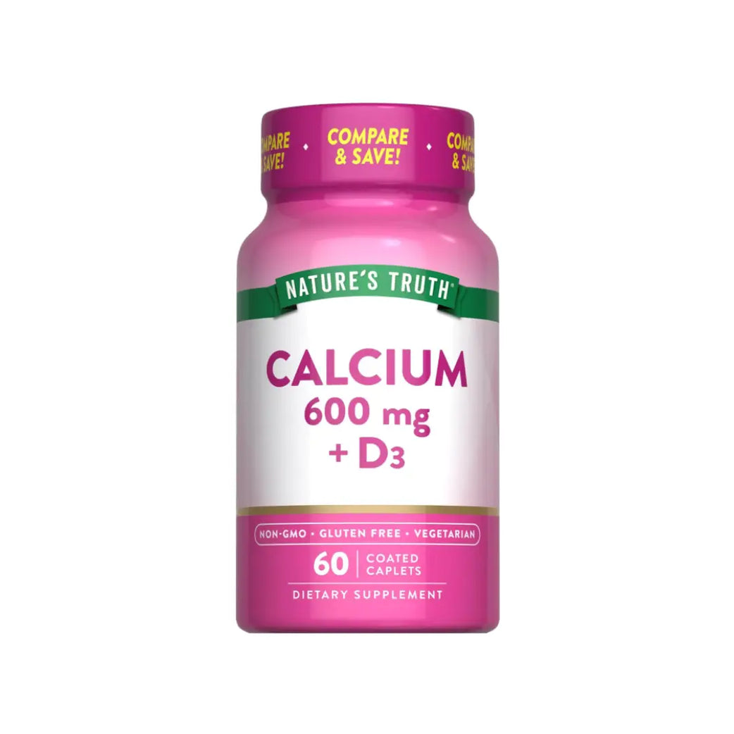 Nature's Truth Calcium 600mg + Vitamin D3 Caplets 60s | Bone Health Support Supplement