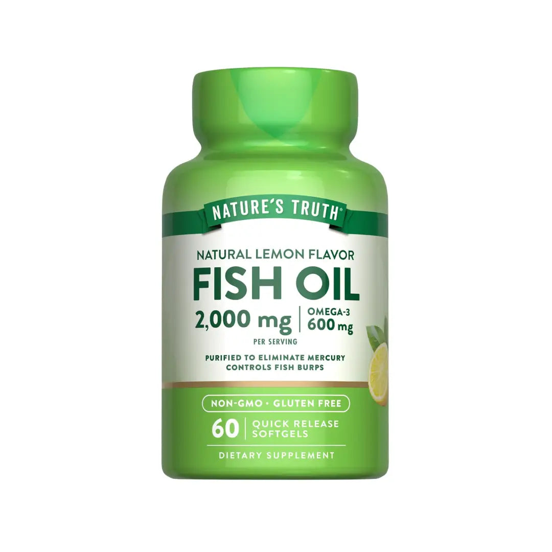 Nature's Truth Fish Oil 2000mg Lemon Softgels 60s | Omega Fish Oil Supplement