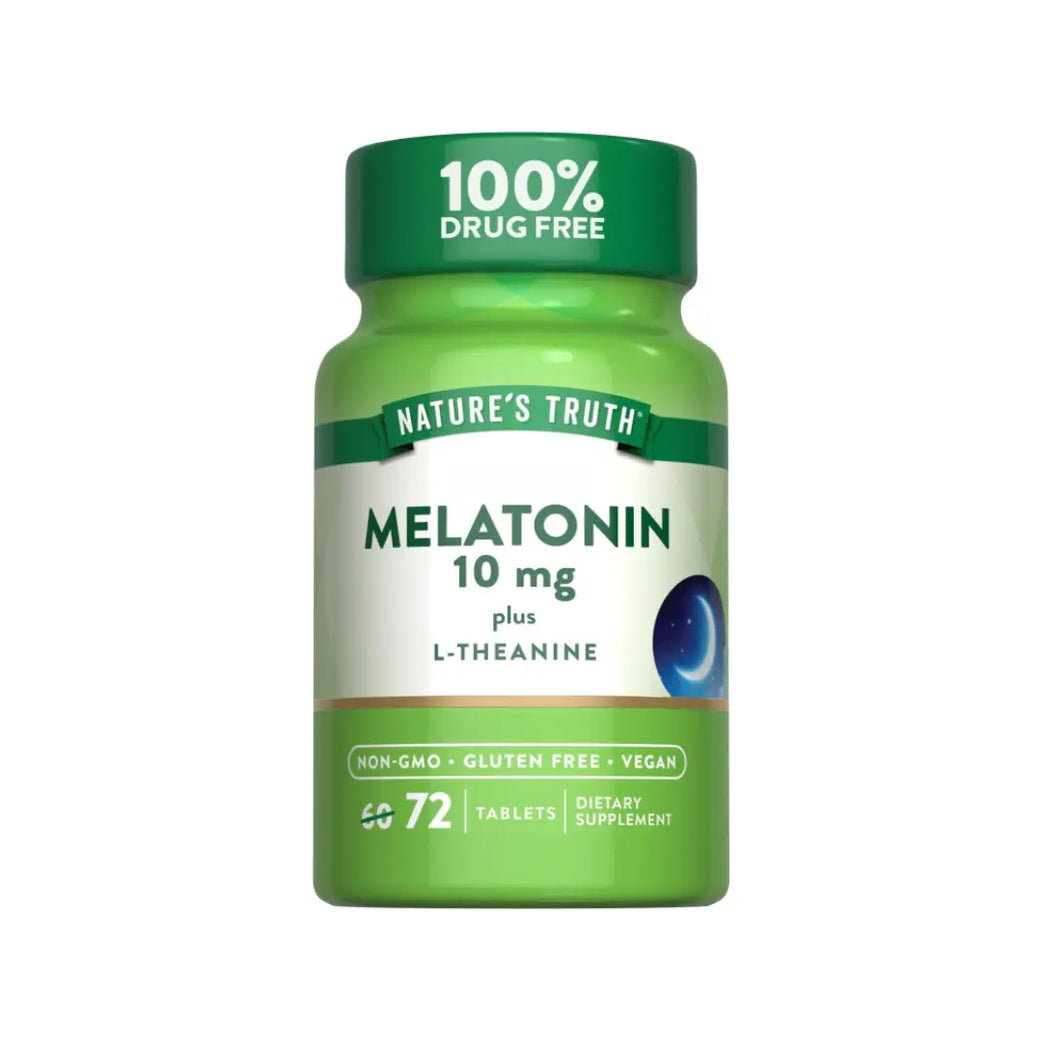 Nature's Truth Sleep Melatonin 10mg + L-Theanine Tablets 72s | Nighttime Wellness Support Supplement