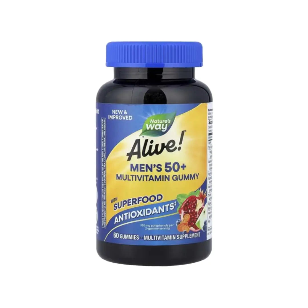 Natures Way Alive! Men's 50+ Multivitamin Gummies 60s - Daily Multivitamin for Men Over 50