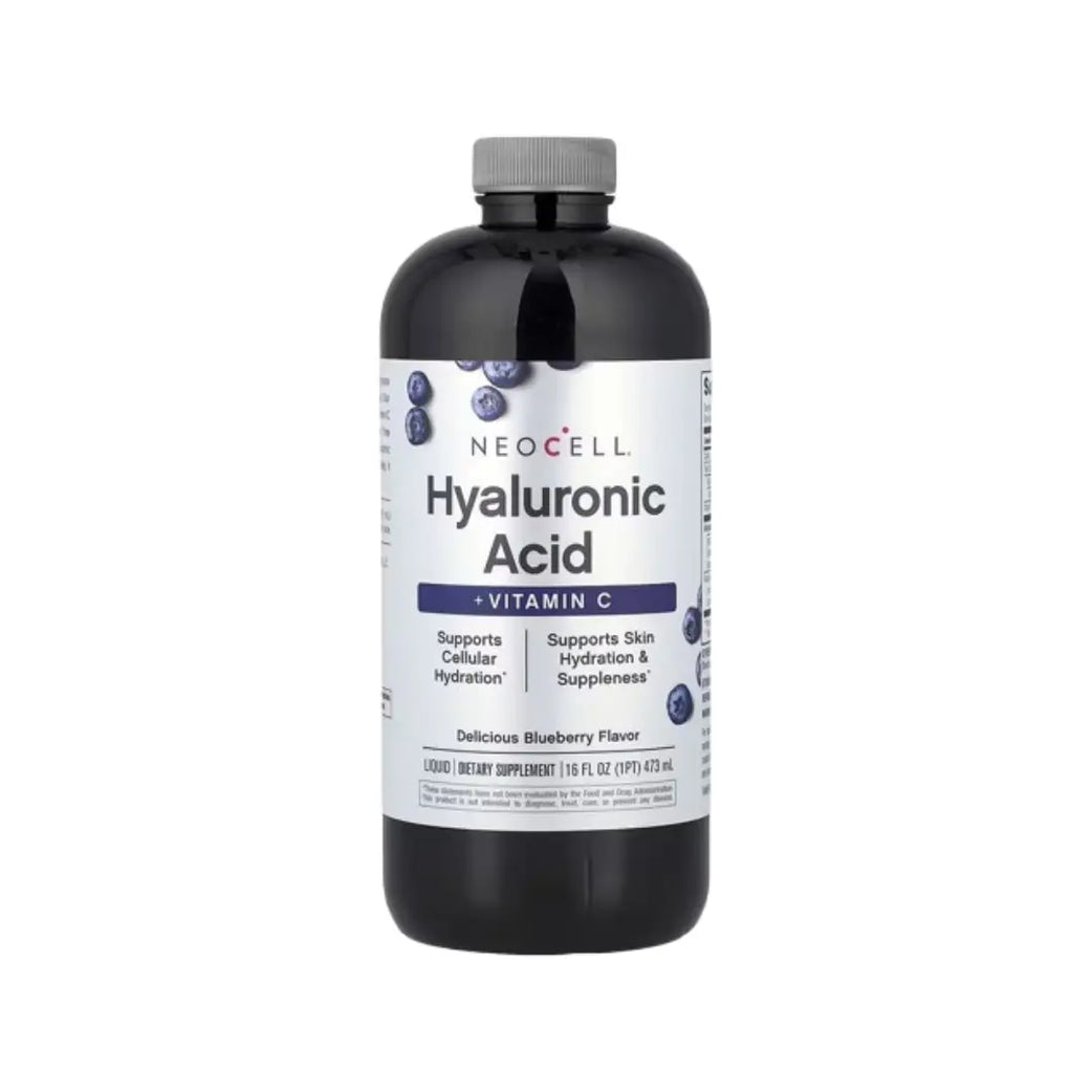 NeoCell Hyaluronic Acid + Vitamin C Liquid 473ml Blueberry Flavor – Skin Hydration Dietary Supplement