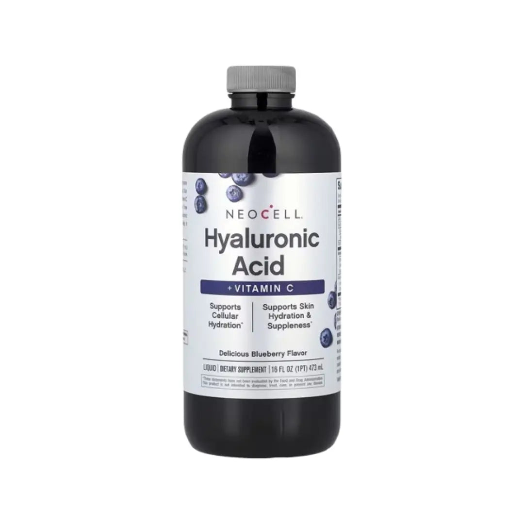 NeoCell Hyaluronic Acid + Vitamin C Liquid 473ml Blueberry Flavor – Skin Hydration Dietary Supplement
