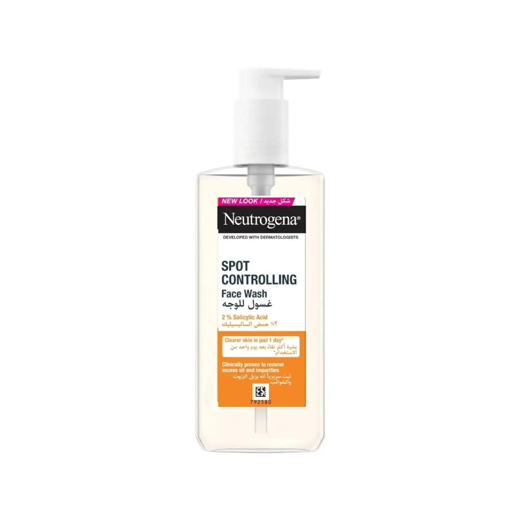 Neutrogena Spot Controlling Facial Wash 200ml - Salicylic Acid Face Cleanser for Acne-Prone Skin