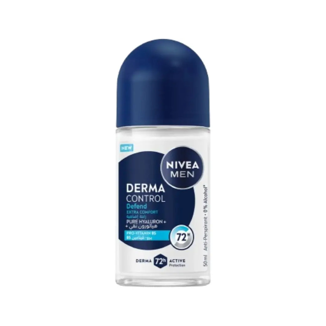 NIVEA Men Derma Control Defend Extra Comfort 72H Deo Roll-On 50ml | Anti-Perspirant for Sensitive Skin