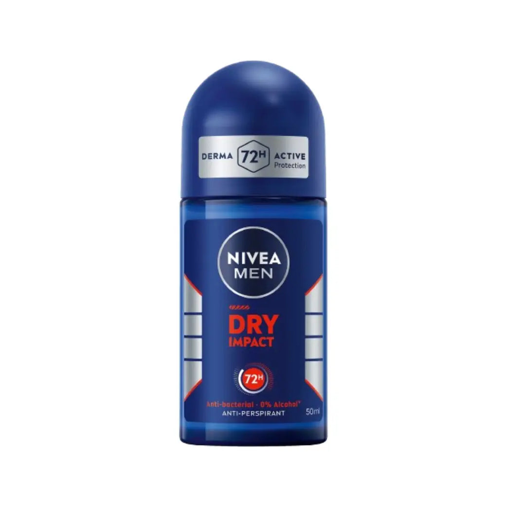 NIVEA Men Dry Impact 72H Anti-Perspirant Deo Roll-On 50ml | Long-Lasting Sweat & Odor Protection