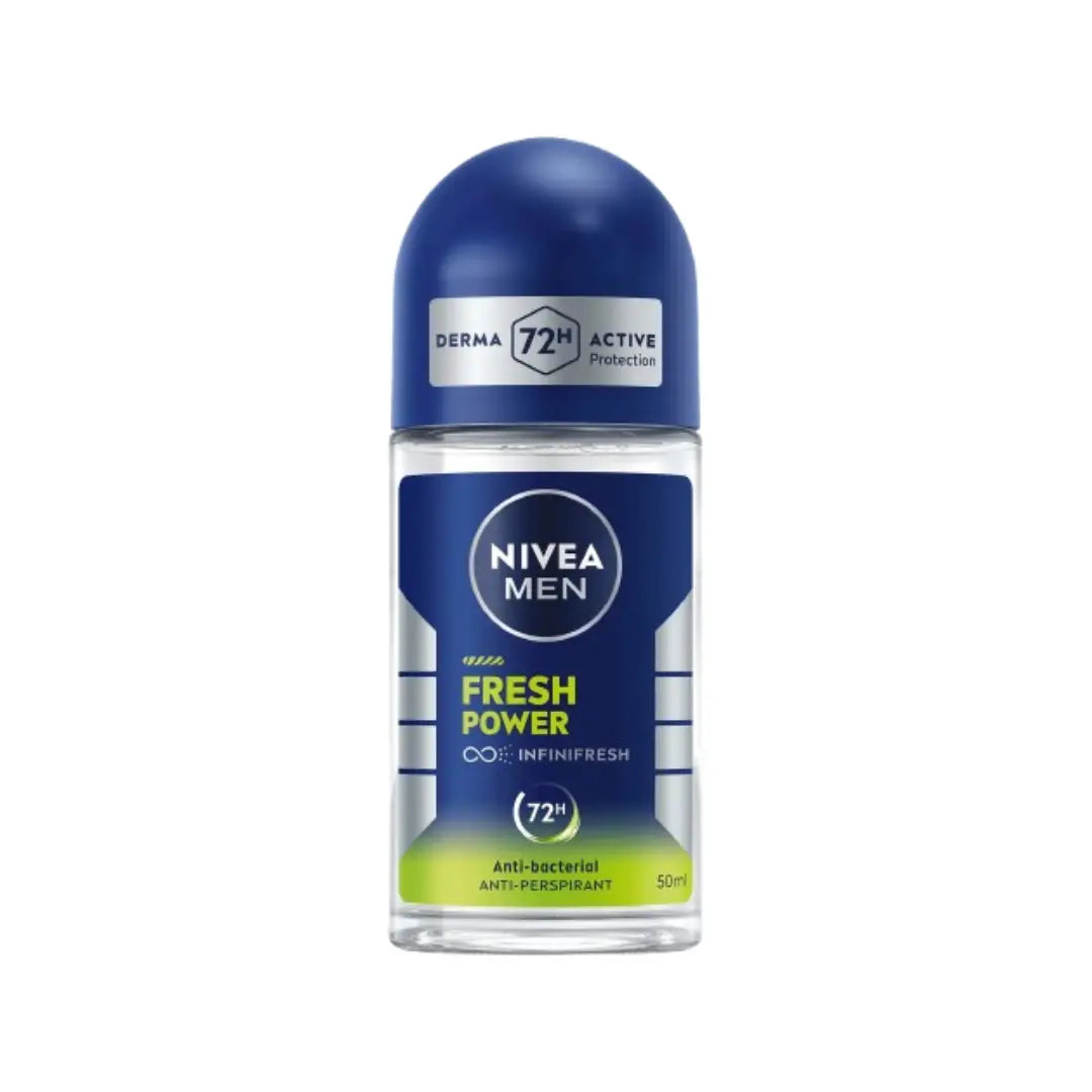 NIVEA Men Fresh Power 72H Deo Roll-On 50ml | 0% Aluminium (ACH) Deodorant with Ocean Fresh Scent